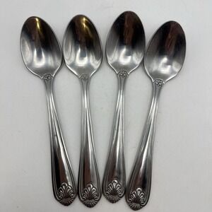 X4 Oneida Commercial Classic Shell Teaspoons 6" Stainless Flatware 2496STSF